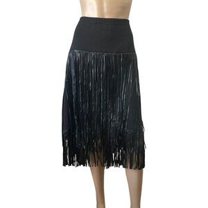 NWT Lane Bryant Black Fringe Skirt for Women, Size 20 Pleather Skirt Slip-on